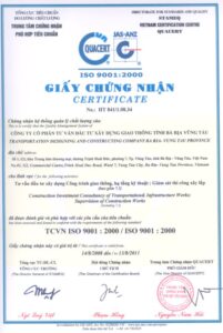Giấy chứng nhận ISO 9001:2000 — số HT 841/1.08.34