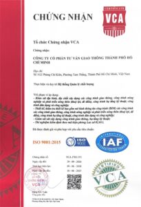 Giấy chứng nhận ISO 9001:2015 số VCA.1763.1T1 do Tổ chức Chứng nhận VCA cấp đổi ngày 29/09/2026